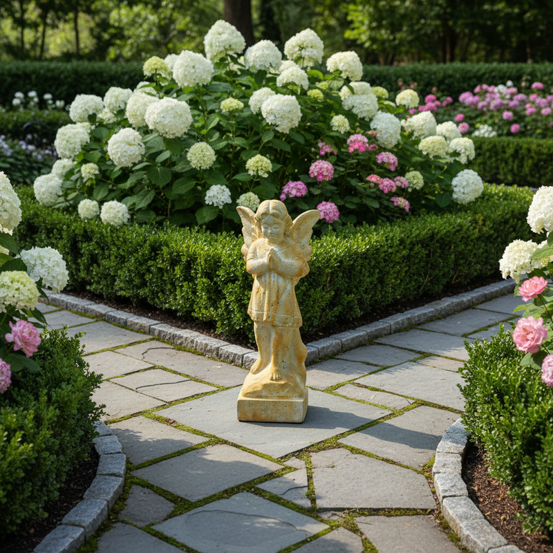 Praying Guardian Angel Outdoor Statue (19 - Inch) Side View