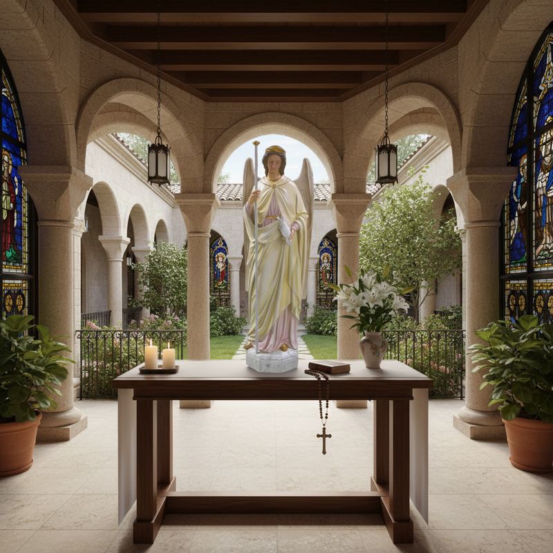 Large Winged Church Angel Outdoor Statue (58 - Inch) Side Angle