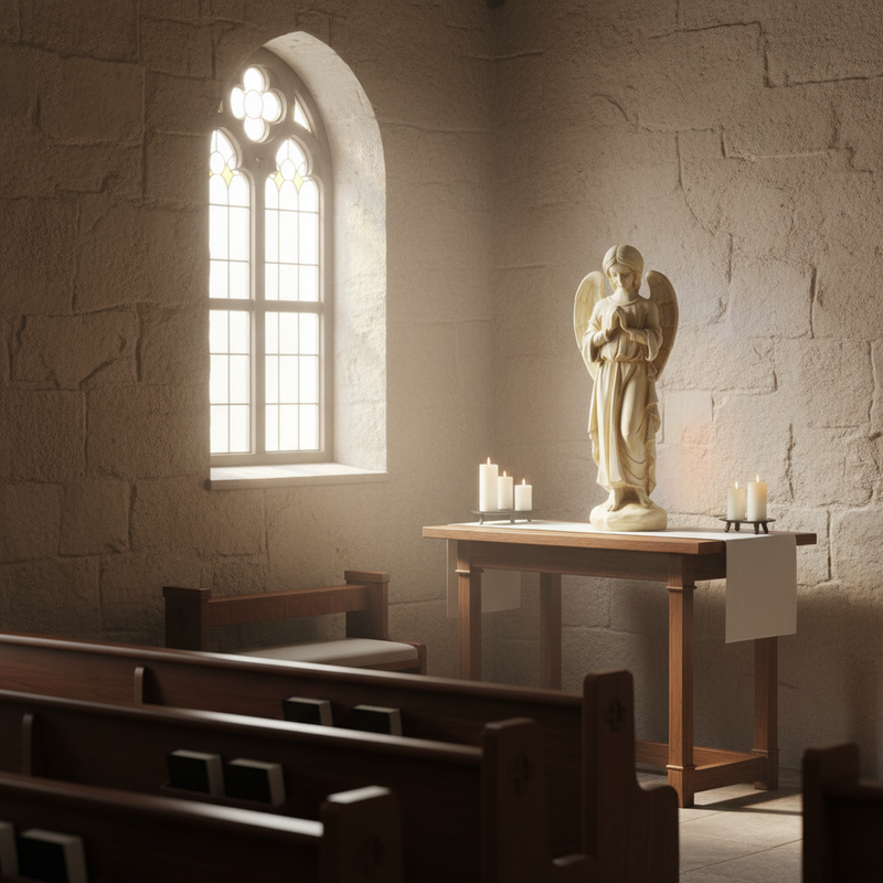 Praying Angel Outdoor Statue (24 - Inch) Side Angle