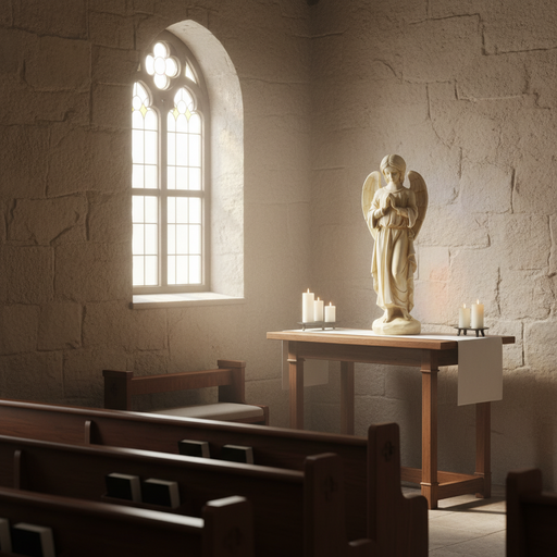 Praying Angel Outdoor Statue (24 - Inch) Side Angle