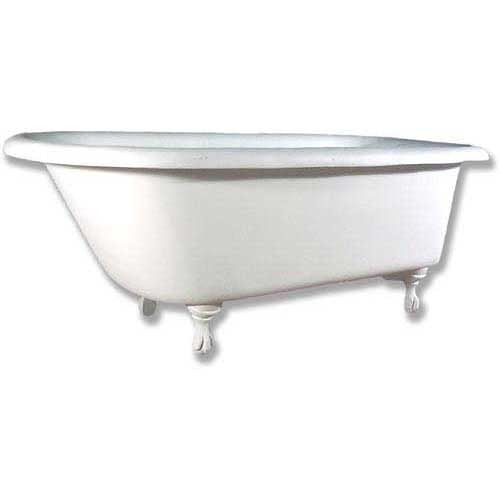 Clawfoot bathtub with ornate, classical old world European design and gently curved edges on decorative feet.