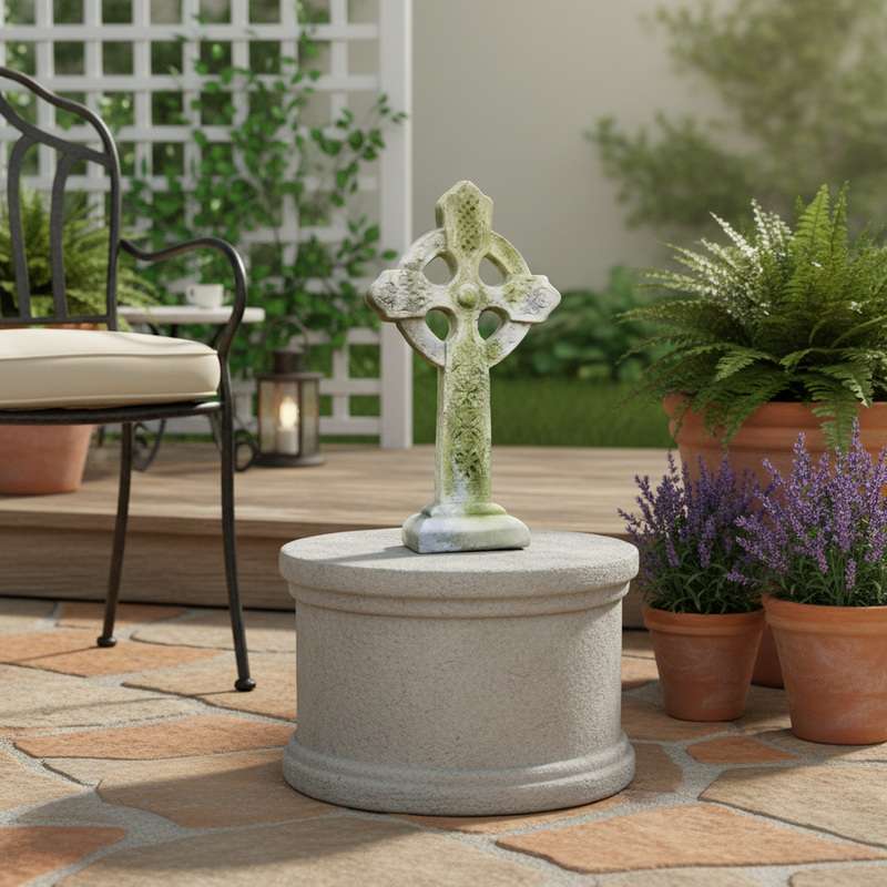 Celtic Cross Tabletop Statue Bfswhm (16 - Inch) Side Angle