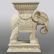 Elephant pedestal with ornate Baroque detailing, classical motifs, and old world European decorative accents. Different Angle