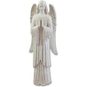 Standing angel with a serene facial expression and hands held together in prayer, featuring large feathered wings.