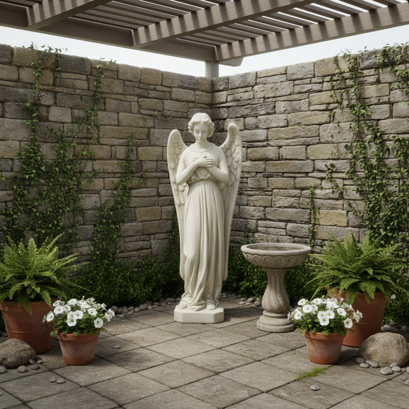 Prayer Angel Outdoor Statue (25-Inch)