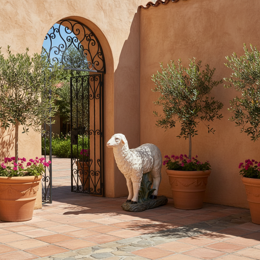 Standing Sheep Religious Statue (24 - Inch) Side Angle