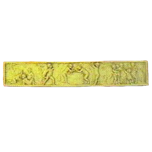 Classical frieze panel featuring ornate, old world European reliefs of mythological figures in a Renaissance style.