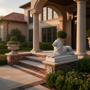 Sentinel Lion Small Garden Statue (8 - Inch) Side Angle