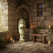 Standing Angel Outdoor Statue (34 - Inch) Side Angle