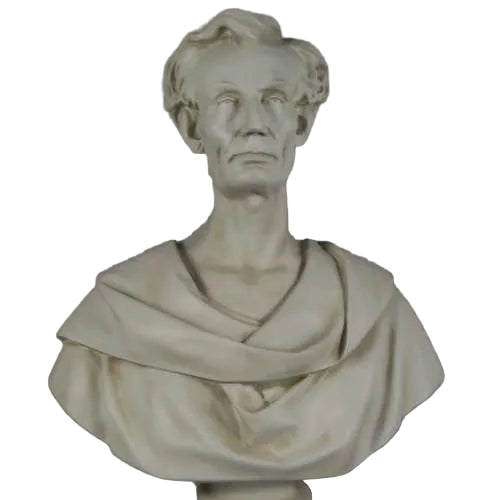 Classical bust sculpture with old world European style, featuring detailed drapery and a dignified, lifelike expression.