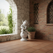 Winged Cherub Outdoor Statue (16 - Inch) Side Angle