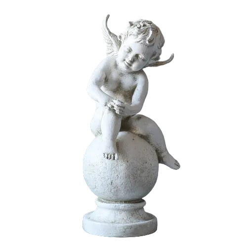 Winged Cherub Outdoor Statue (16 - Inch)
