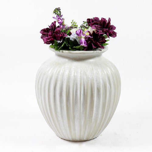 Ribbed Cut Off Pot Outdoor/Indoor Statue