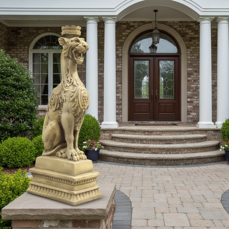 Imperial Lion Candleholder Statue (27-Inch)