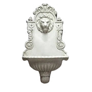 Ornate wall fountain with lion head motif, classical Baroque detailing, and intricate old world European scrollwork accents.