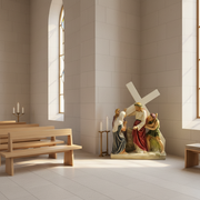 Jesus Meets His Mother Religious Statue (22 - Inch) Side Angle