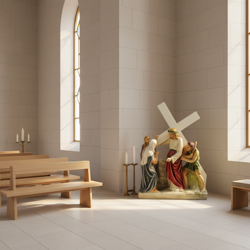 Jesus Meets His Mother Religious Statue (22 - Inch) Side Angle