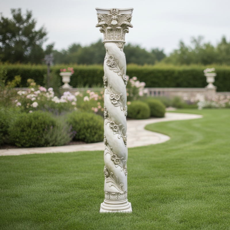 Twisted Rose Pedestal Statue Bf (84 - Inch) Side Angle
