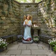 Praying Winged Angel Outdoor Statue (39 - Inch) Side Angle