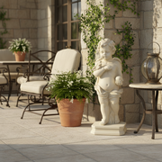 Cherub With Bird Outdoor Statue (26 - Inch) Side Angle