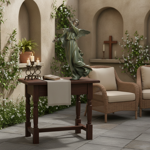 Uplifting Angel with Wings Outdoor Statue (20 - Inch) Side Angle