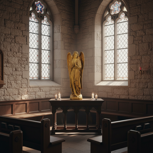 Innocent Praying Angel Outdoor Statue (25 - Inch) Side Angle