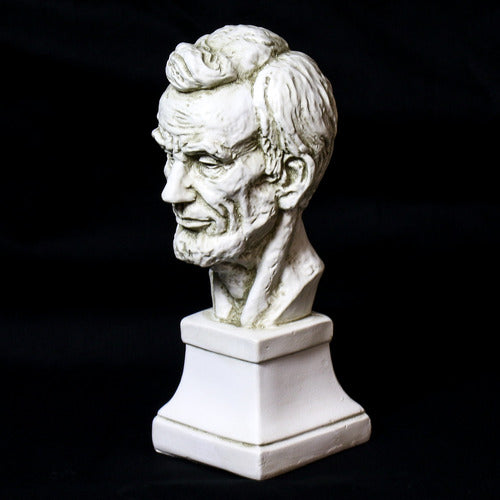 Classical bust sculpture with detailed facial features and beard, set on a square pedestal in Renaissance-inspired style. Side View