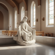 Mary Sitting Religious Statue (45 - Inch) Side Angle