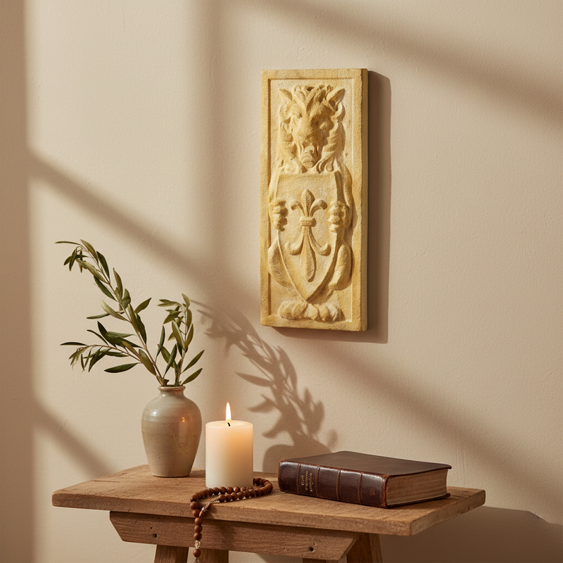 Lion Crest Outdoor Plaque (16.0 - Inch) Side View