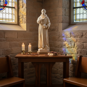 Saint Francis Holding Cross Statue (38 - Inch) Side Angle