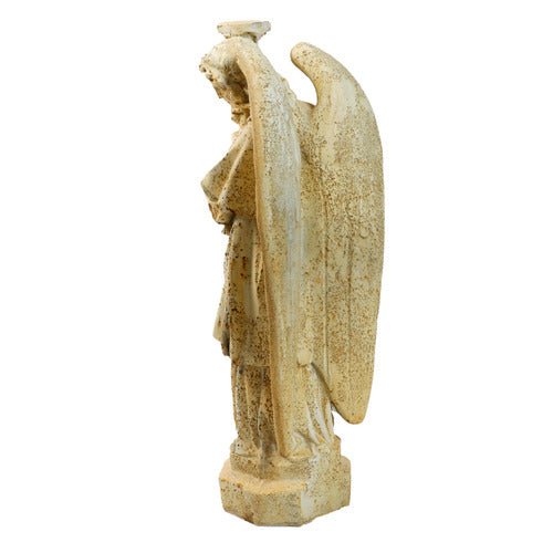 Standing Angel With Candlestick Outdoor Statue (27-Inch)