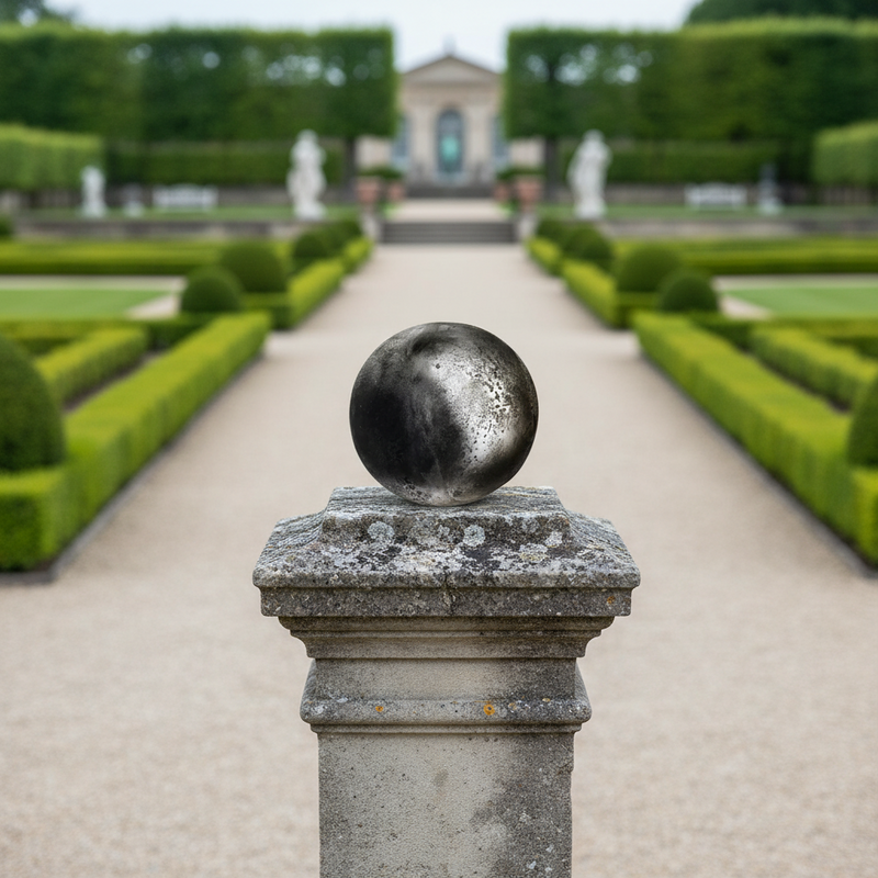Finial Sphere Outdoor Statue (10 - Inch) Side Angle