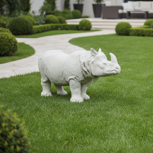Rhino Garden Statue (46 - Inch) Side Angle
