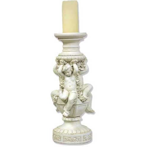 Candle Holder with Cherubs Outdoor Statue (21 - Inch)