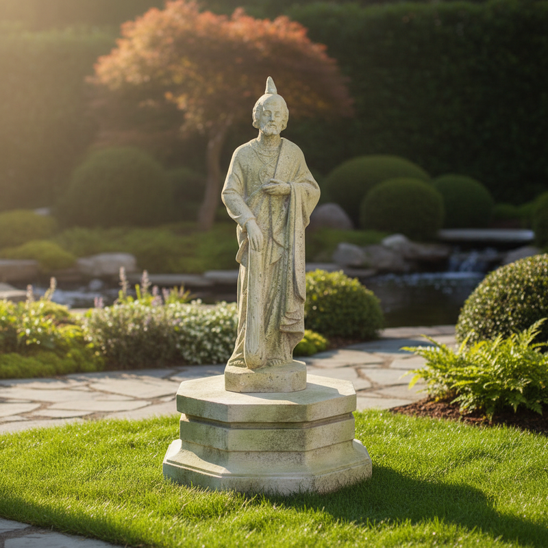Eight - Sided Riser Outdoor Statue (10 - Inch) Side Angle