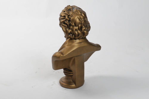 Beethoven bust with classical European features, ornate detailing, and a dramatic, old world Baroque style expression. Side View