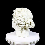 Classical European bust with ornate, wavy hair and serene expression, inspired by Renaissance and Baroque sculpture styles. Side View