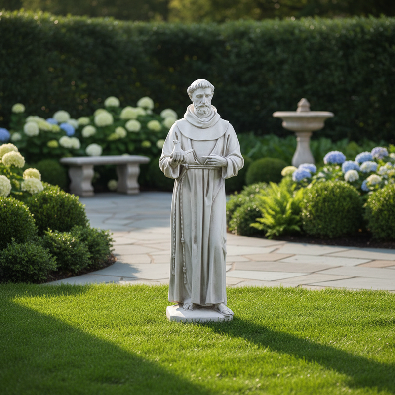 Saint Francis with Dove Statue (74 - Inch) Side View