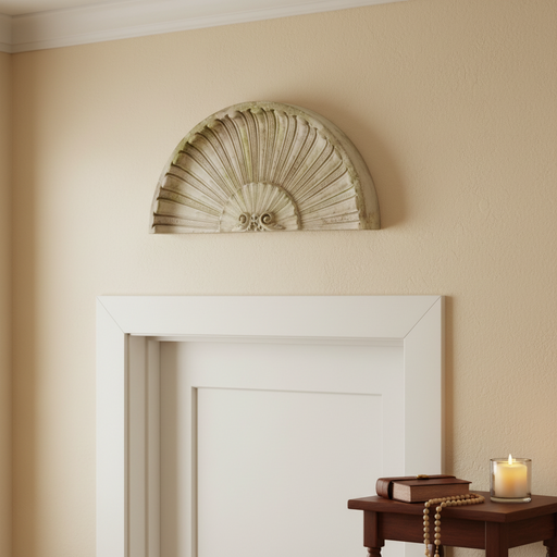 Classic Scallop Overdoor Outdoor Statue (19 - Inch) Side Angle