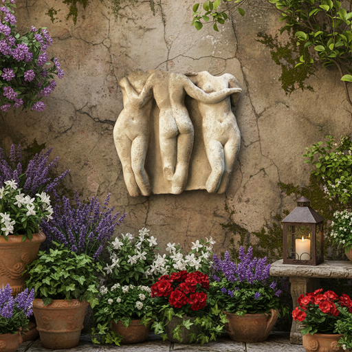 Three Graces Frieze Statue (15 - Inch) Side Angle