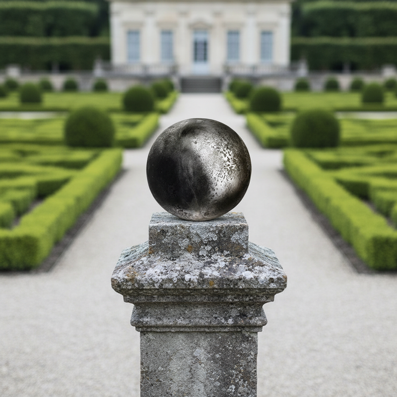 Finial Sphere Outdoor Statue (8 - Inch) Side Angle