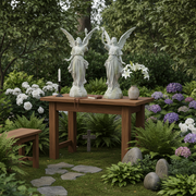 Heavenly Winged Angel With Torch Garden Statue (45 - Inch) Side Angle