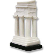 Greek temple miniature with fluted columns, classical pediment, and stepped base in old world European architectural style.