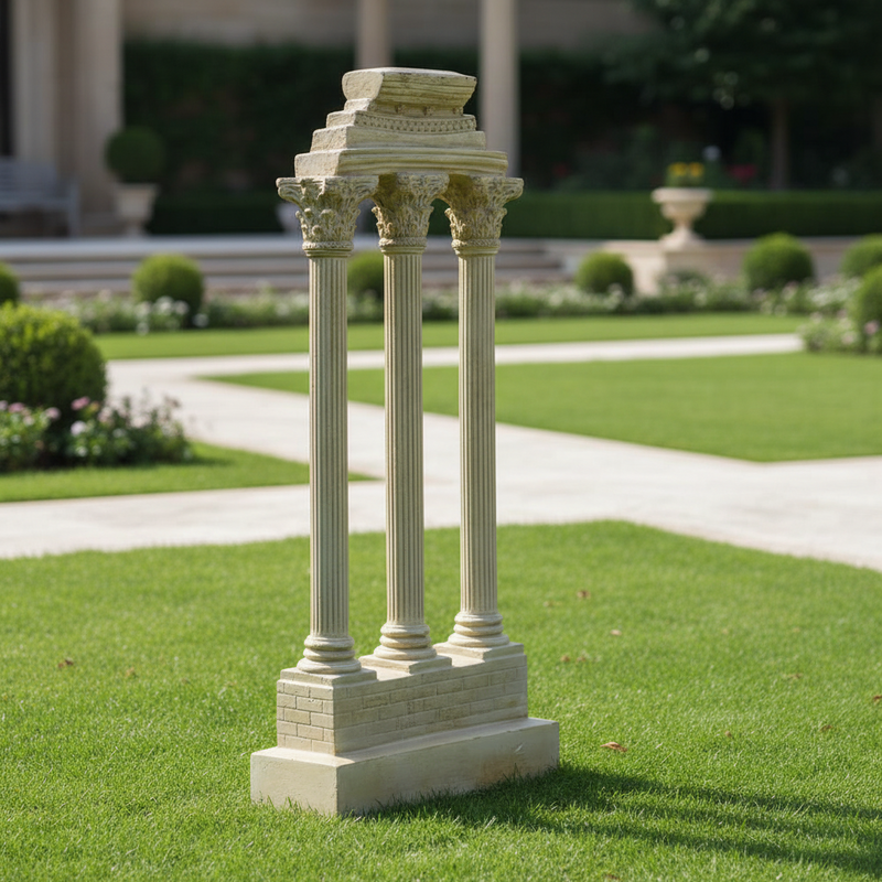 Ruin Column Outdoor Statue (25 - Inch) Side Angle