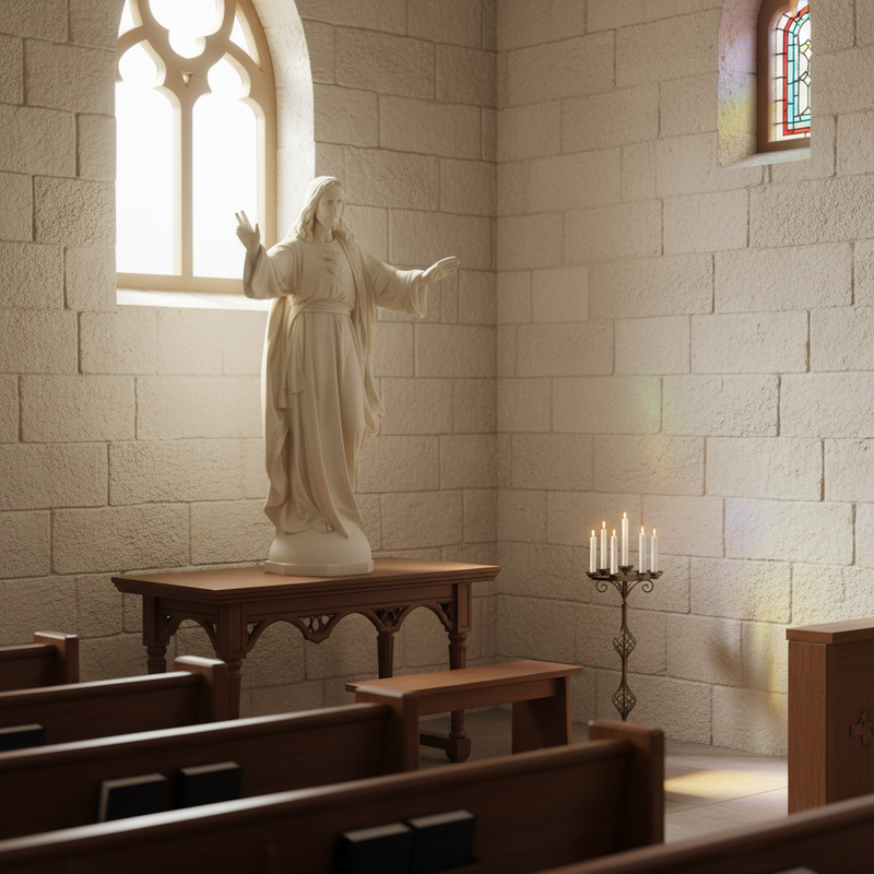 Sacred Heart of Jesus Blessing Statue (48 - Inch) Side Angle