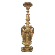  Two standing angels holding a central shield with "IHS" inscription, topped with a large fluted platform.