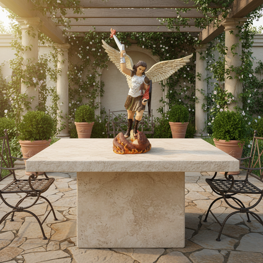 Saint Michael with Sword and Fire Statue (38 - Inch) Side Angle