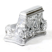 Ornate Baroque pedestal base with intricate scrollwork and classical old world European floral detailing. Side Angle