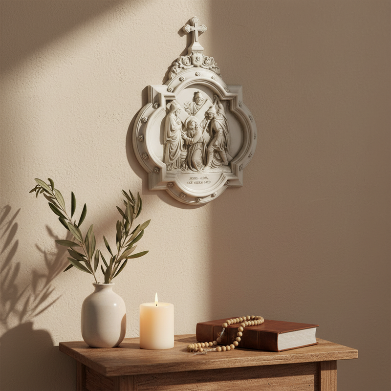 Chapel Wall Plaque Stations of the Cross Number 3 (13.5 - Inch) Side Angle