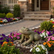 Frog Garden Statue (12 - Inch) Side Angle